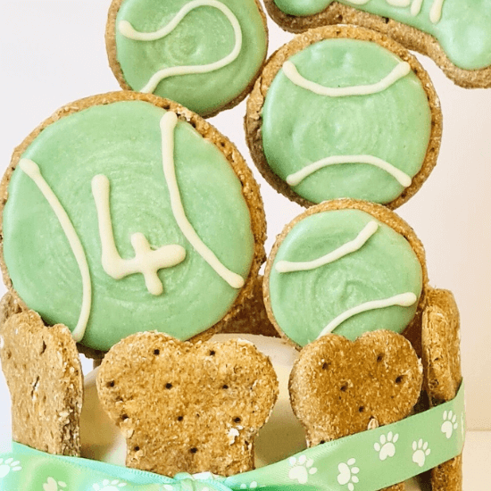 Tennis Ball Dogs birthday Cake -Green