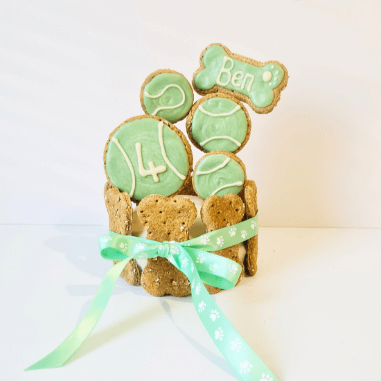 Tennis Ball Dogs birthday Cake -Green