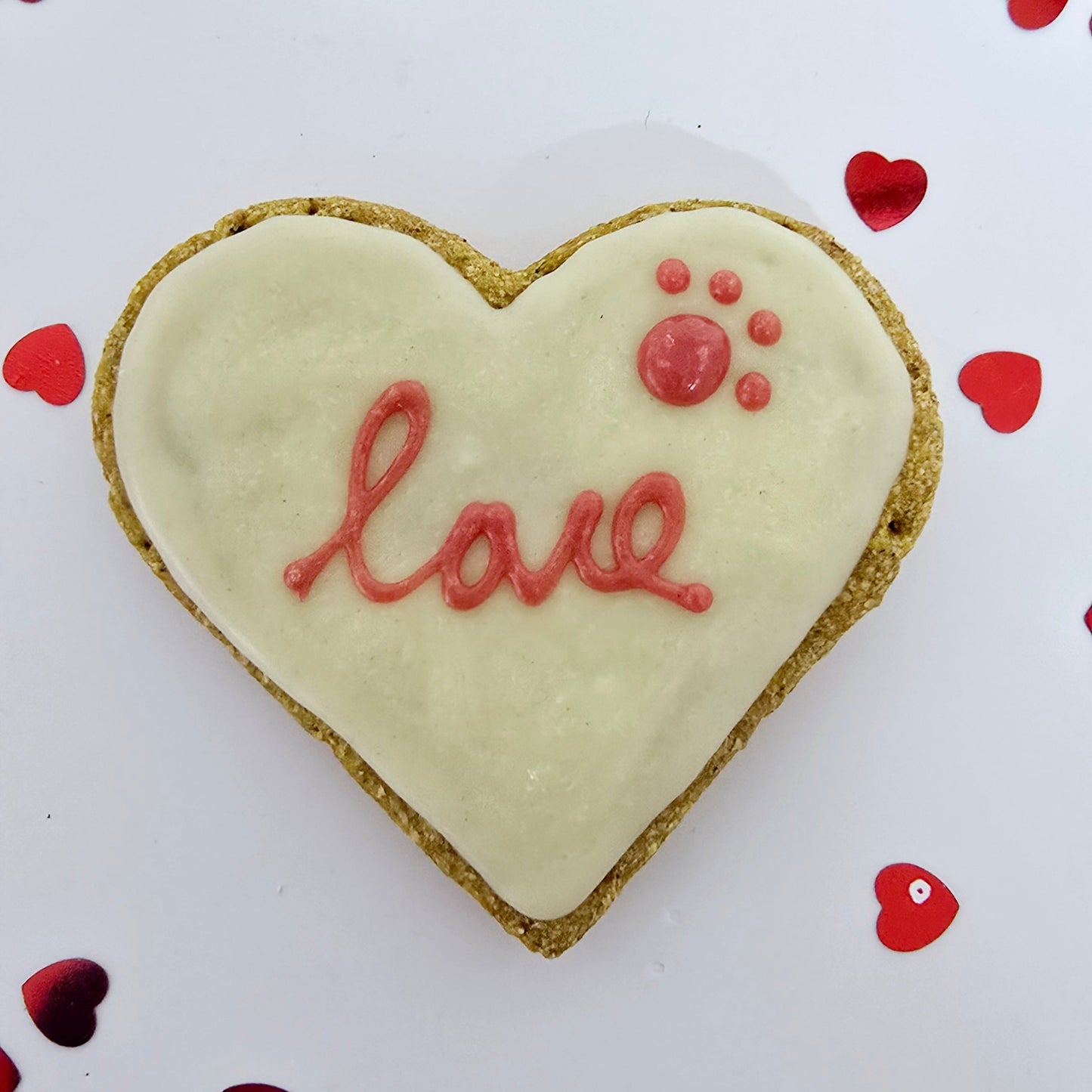 Love heart dog treat Cream